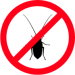 Cockroach icon with prohibition sign